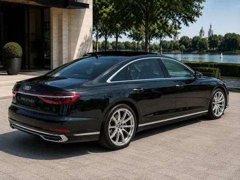 Audi A8 55 TFSI quattro – Heckansicht schräg